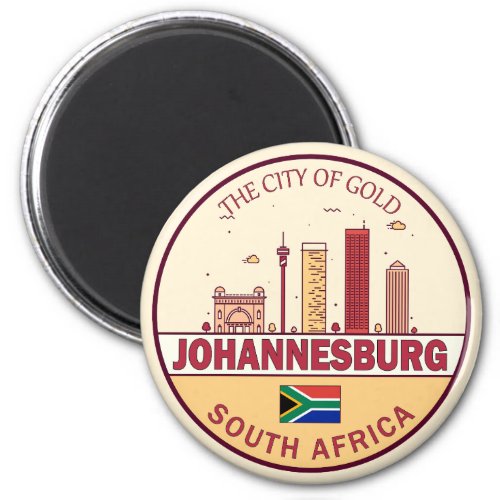 Johannesburg South Africa City Skyline Emblem Magnet
