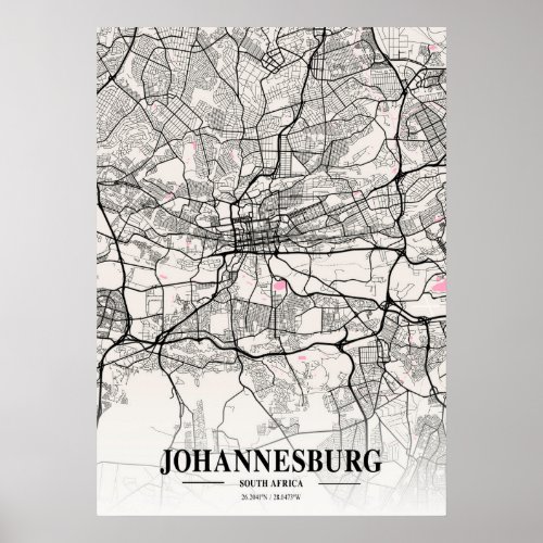 Johannesburg _ South Africa Neapolitan City Map Poster