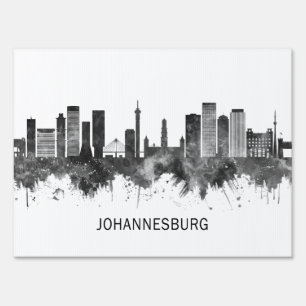 Johannesburg South Africa Skyline BW Sign