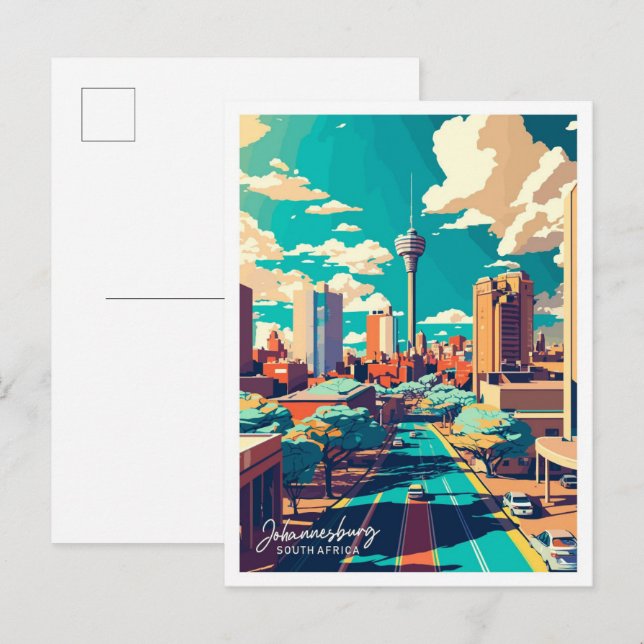 Johannesburg South Africa travel illustration Postcard (Front/Back)