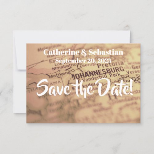 Johannesburg South Africa Vintage Map Save The Date