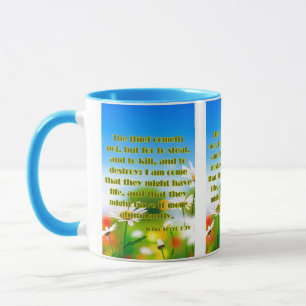 John 10:10 KJV Bible Scripture Pic Two-Tone Mug