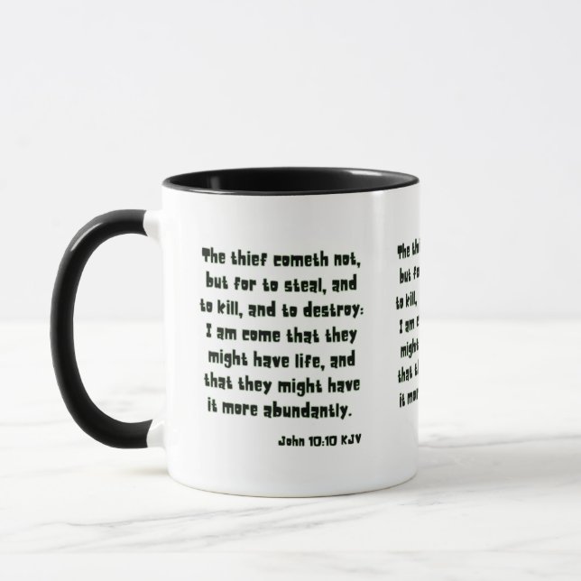 John 10:10 KJV Bible Scripture Two-Tone Mug (Left)