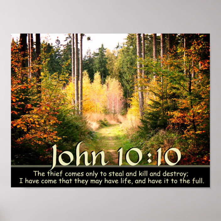 John 10:10 Scripture, Autumn Forest Path. Poster | Zazzle.com