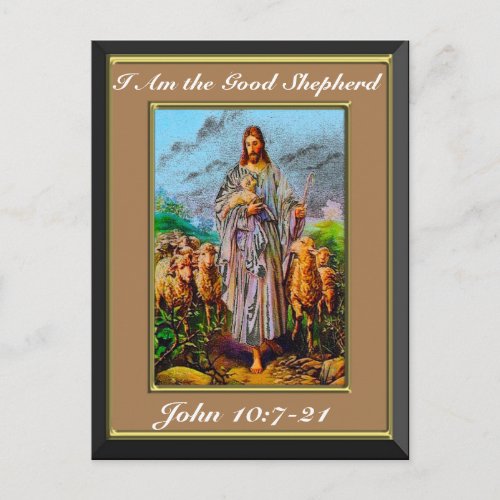 John 107_21 I Am the Good Shepherd Brown Frame Postcard