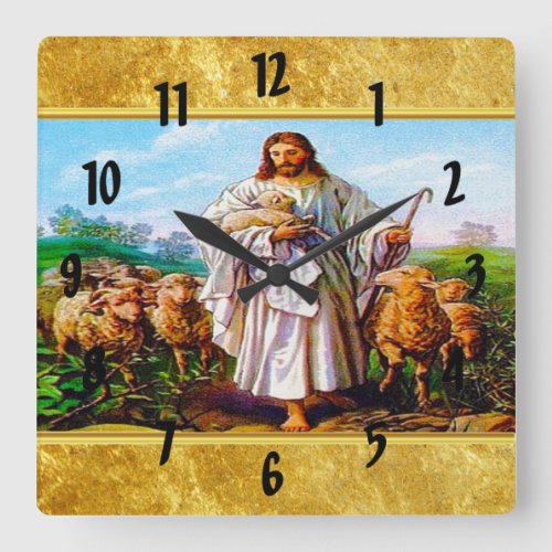 John 107_21 I Am the Good Shepherd Square Wall Clock