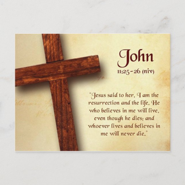 John 11 25-26 Bible Quote Postcard (Front)