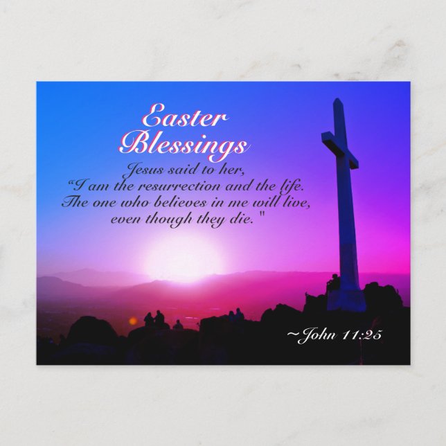 John 11:25 I am the resurrection, Easter Sunrise Holiday Postcard (Front)