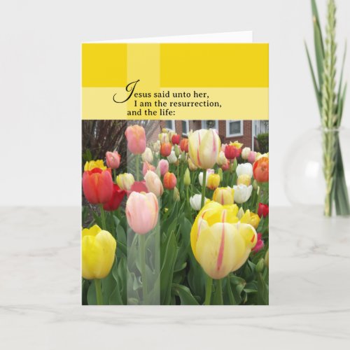 John 11 Happy Resurrection Sunday Cross Tulip Card