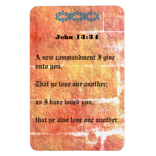 John 13:34 Bronze Red Texture Love One Another Magnet