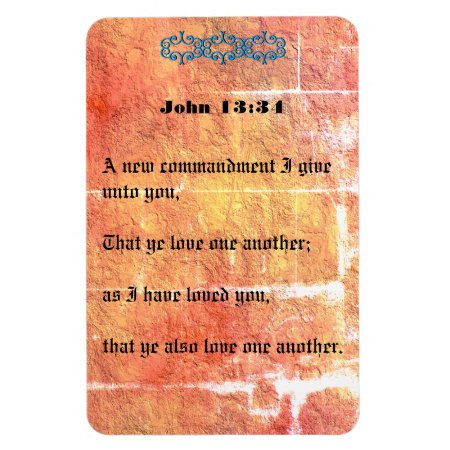 John 13:34 Bronze Red Texture Love One Another Magnet