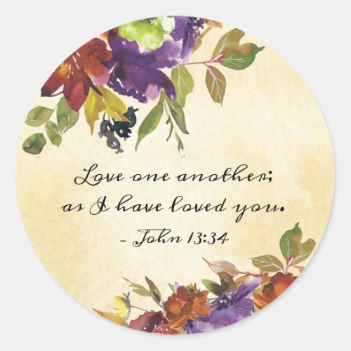 John 1334 Love one another as I have loved you Classic Round Sticker