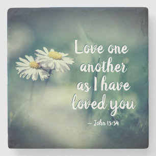 John 13:34 Love one another as I have loved you Stone Coaster