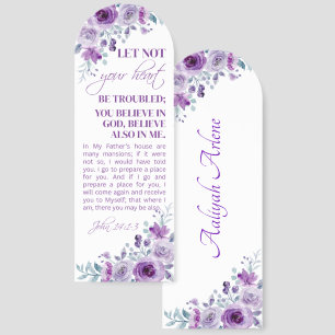 John 14:1-3 Let not your heart Purple Floral Bookmarks