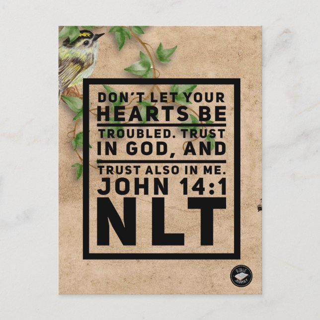 John 14:1 Bible Verse Memory Card - Postcard (Front)