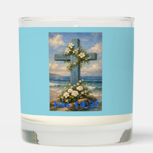 John 14:27 Beach Cross Throw Pillow Scented Candle