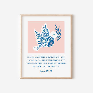 John 14:27 Bible Verse Christian Art Poster