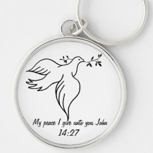 John 14:27 Bible verse Religion Christianity Dove Keychain