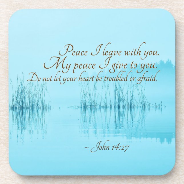 John 14:27 Jesus Words, "Peace I leave with you," Beverage Coaster (Front)