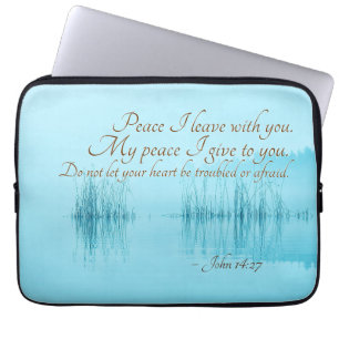 John 14:27 Jesus words, "Peace I leave with you," Laptop Sleeve
