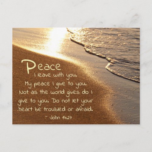 John 1427 Jesus Words Peace I leave with you Postcard