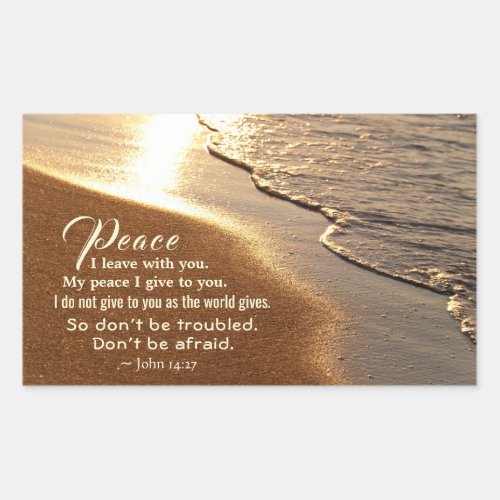 John 1427 Jesus words Peace I leave with you Rectangular Sticker