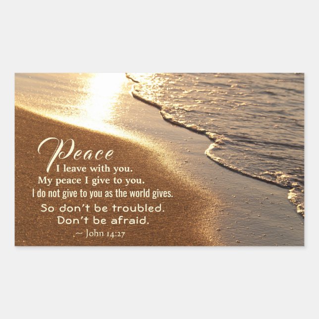 John 14:27 Jesus words, "Peace I leave with you," Rectangular Sticker (Front)