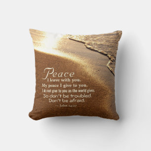 John 14:27 Jesus words, "Peace I leave with you," Throw Pillow