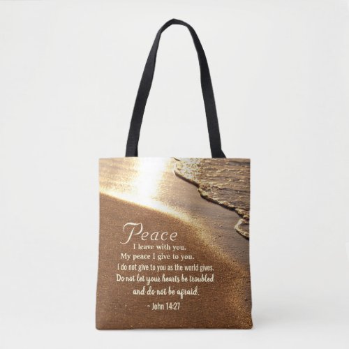 John 1427 Jesus Words Peace I leave with you Tote Bag