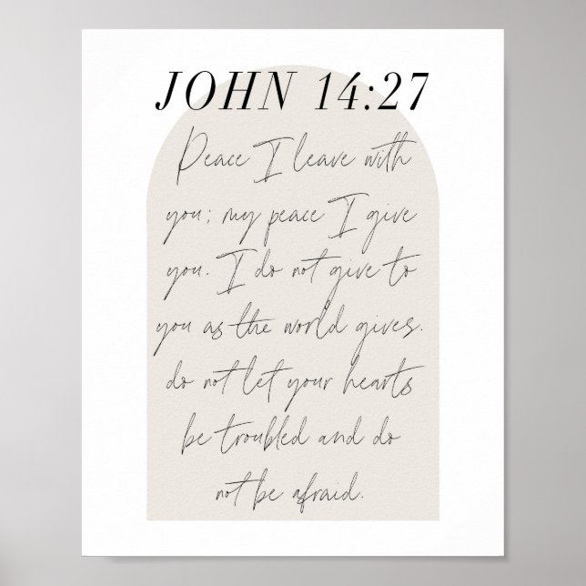 John 14:27 Minimal Boho Beige Arch Script Poster (Front)