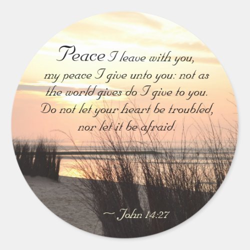 John 1427 My peace I give to you Bible Verse Classic Round Sticker