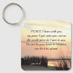John 14:27 My peace I give to you, Bible Verse Keychain