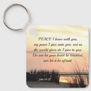 John 14:27 My peace I give to you, Bible Verse Keychain