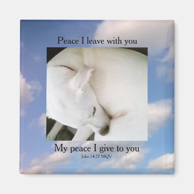 John 14:27 My Peace I Give You Verse Dog In Clouds Magnet (Front)