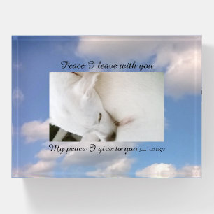 John 14:27 My Peace I Give You Verse Dog In Clouds Paperweight