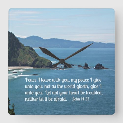 John 1427 Peace I leave with you my peace I  Square Wall Clock