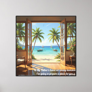 John 14:2 Many Mansions Tropical Beach Poster Canvas Print