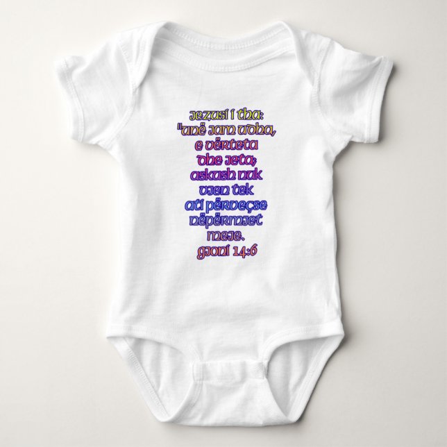John 14:6 Albanian Baby Bodysuit (Front)