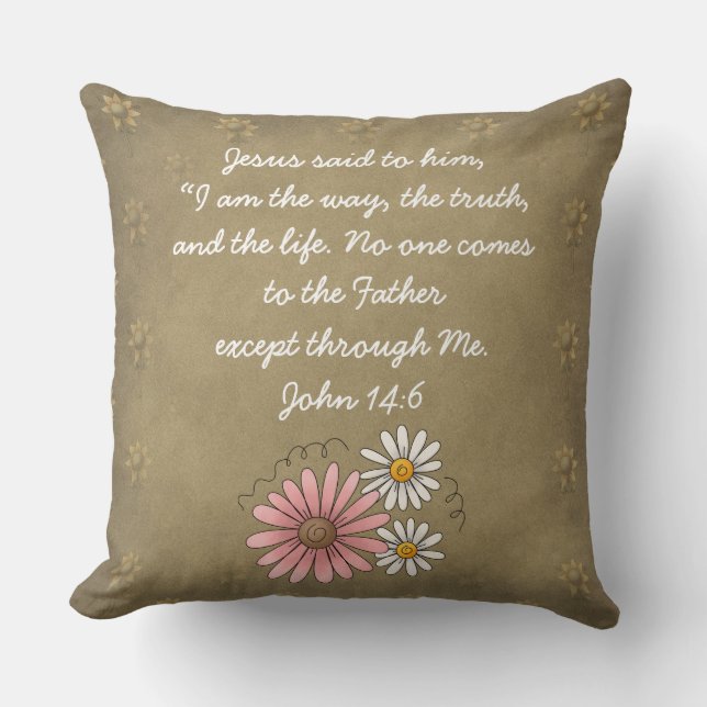 John 14:6 Bible Verse Custom Christian Gift Throw Pillow (Front)