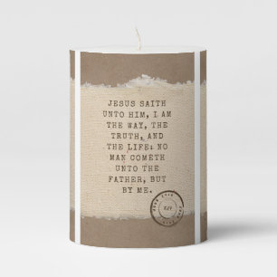 John 14:6 KJV Bible Verse Pic Pillar Candle