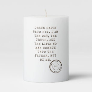 John 14:6 KJV Bible Verse Pillar Candle