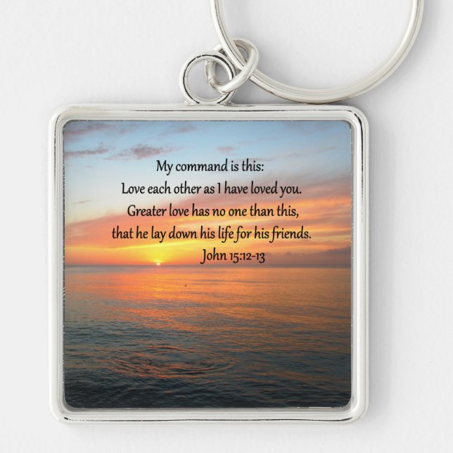 JOHN 15:12 SUNRISE OVER THE OCEAN KEYCHAIN (Front)