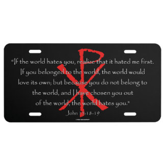 John 15:18-19 license plate