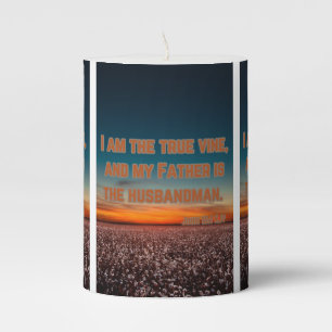 John 15:1 KJV Bible Verse Pic Pillar Candle