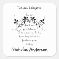 John 15:5 Bible Scripture Verse  Bookplate art
