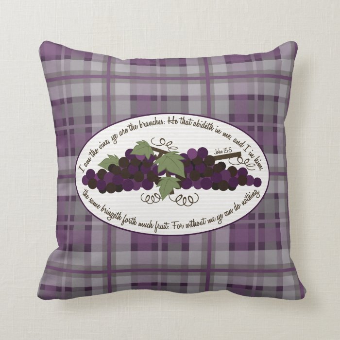 John 155 Bible Verse Red Plaid Pillow