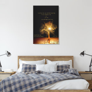 John 15:5 I am the vine. Golden Tree. Canvas Print