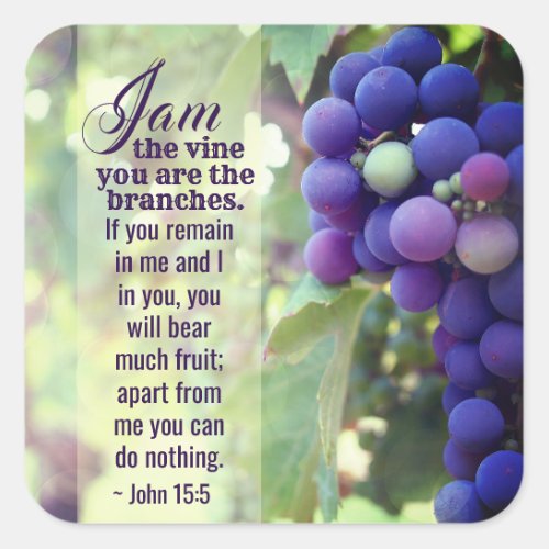 John 155 I Am the Vine You are the Branches Bible Square Sticker