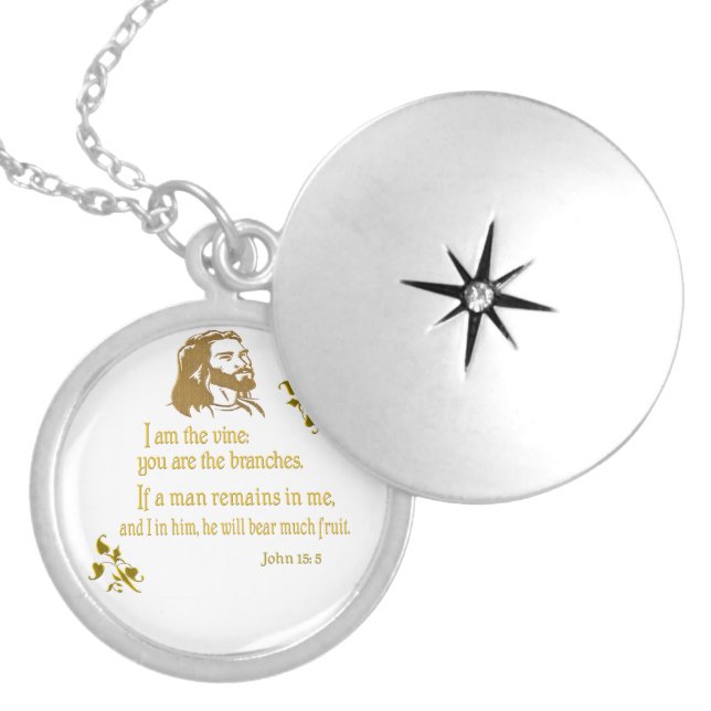 John 15:5 products silver plated necklace (Front)