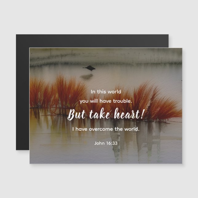 John 16:33 I have Overcome Bible Magnetic Card (Front/Back)